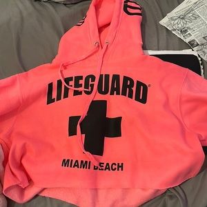 Cute pink  crop top lifeguard hoodie!!